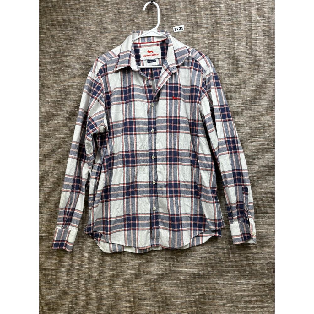 Harmont & Blaine Button Down Shirt Mens 2XL Plaid Multi Short Sleeve Designer
